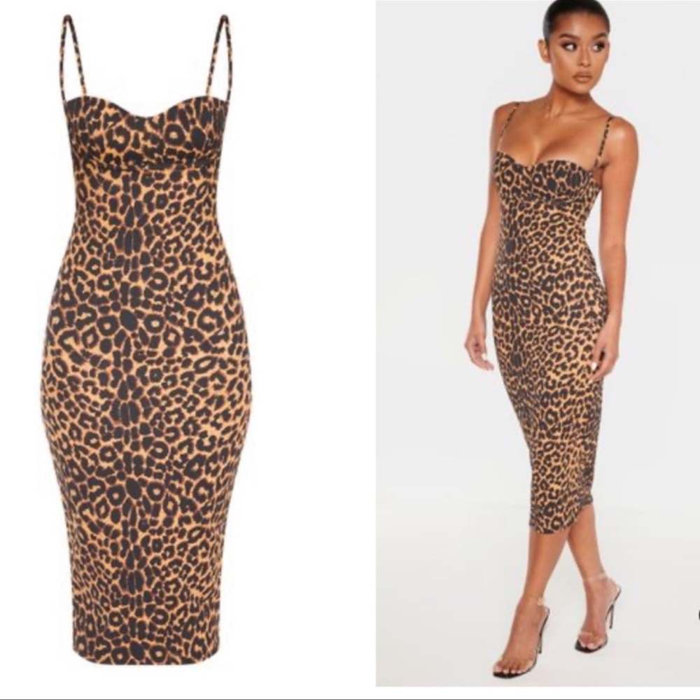 PrettyLittleThing Leopard Print  MIDI Dress